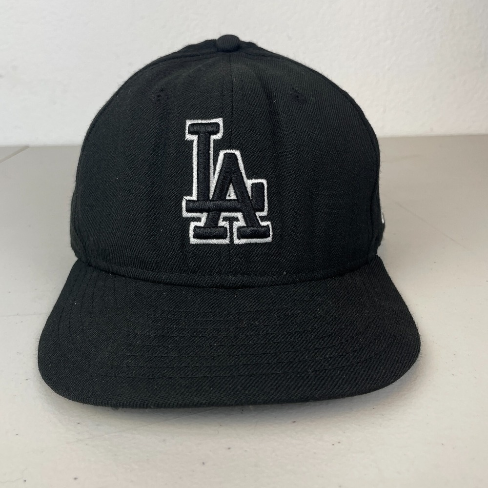 Los Angeles Dodgers Hat Cap 7.5 Black New Era 59Fifty Wool Fitted MLB Embroidere